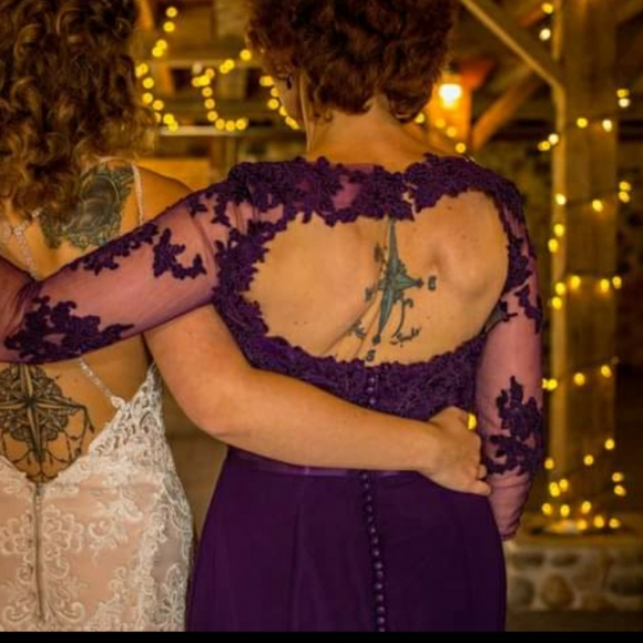 Plum Mother of the Bride Bridesmaid Dress Lace 10 - Picture 13 of 15